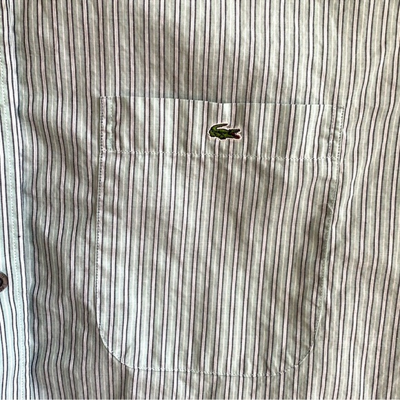 Lacoste Green Pin Striped Button Down Shirt
. - Picture 3 of 9
